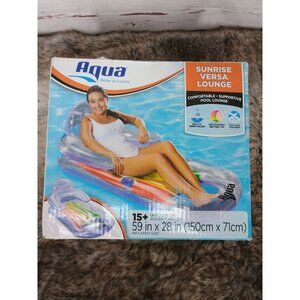 Aqua Pool Lounge‎ Extra Long 70in Comfortable Headrest Soft Cool Weave Fabric